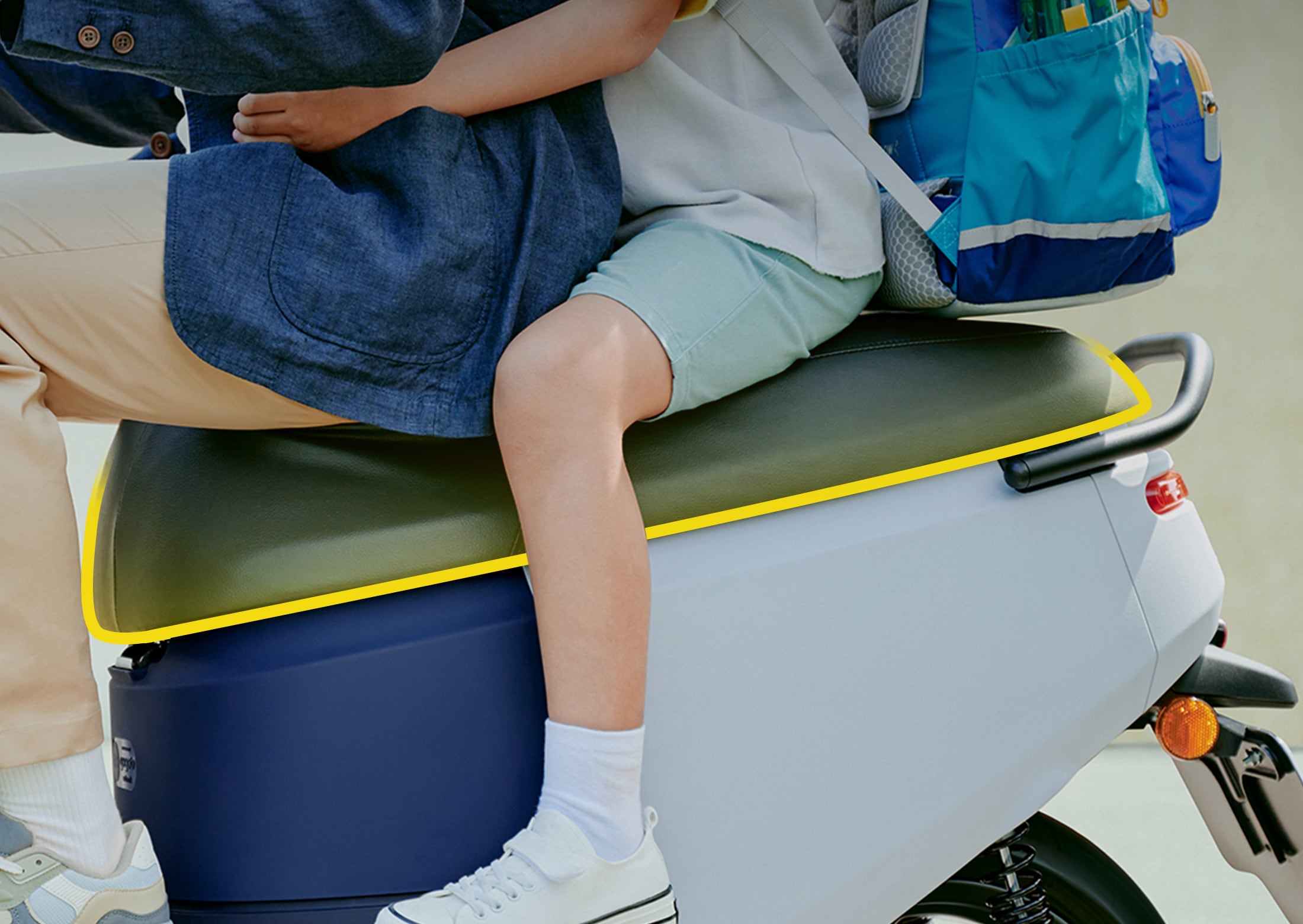 Espacioso asiento de la moto Viva XL de Gogoro