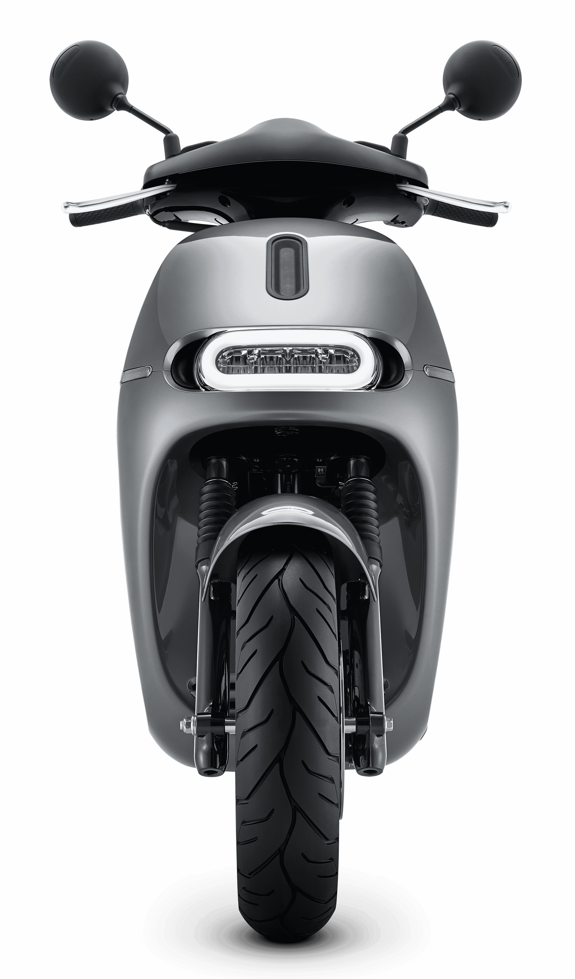 Moto eléctrica Gogoro 2 Premium vista de frente - color plateado