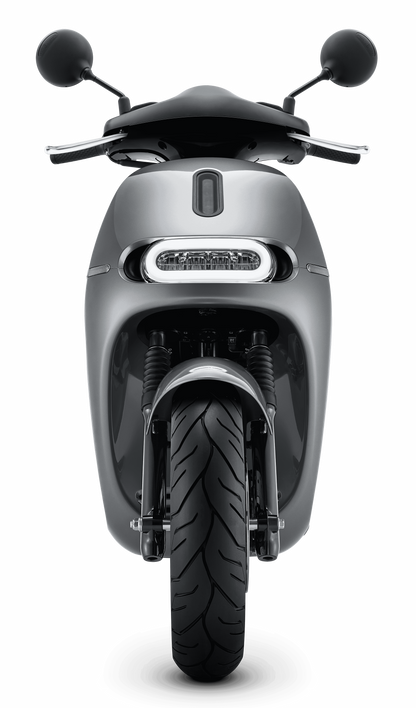 Moto eléctrica Gogoro 2 Premium vista de frente - color plateado